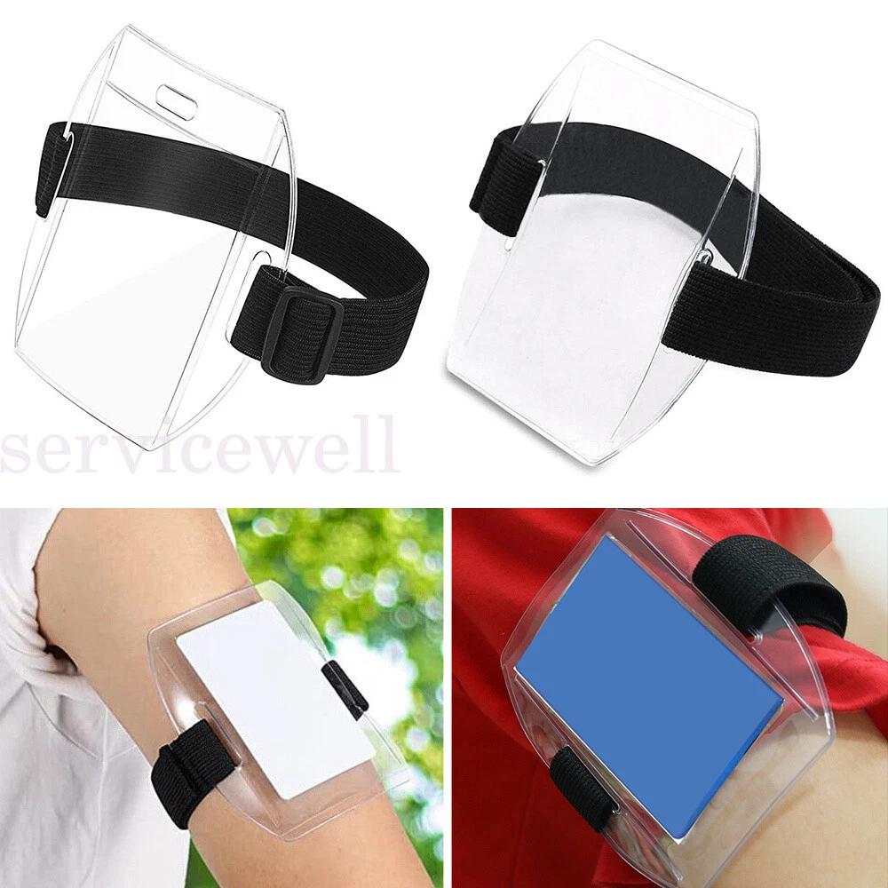 Retractable vertical Arm Band clear Security ID Badge card photo holder doorman
