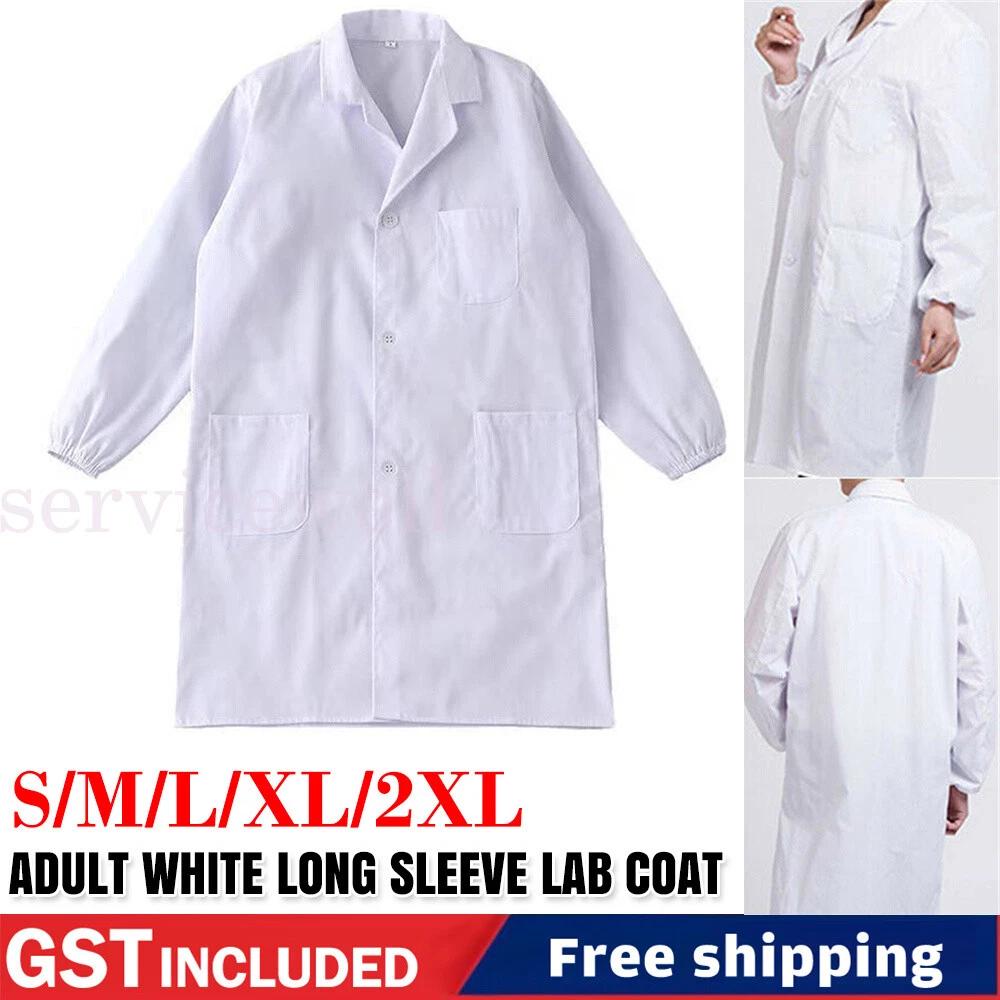 S/2XL Scientist Uniform White Lab Coat Men Women Medical Clinic Doctor