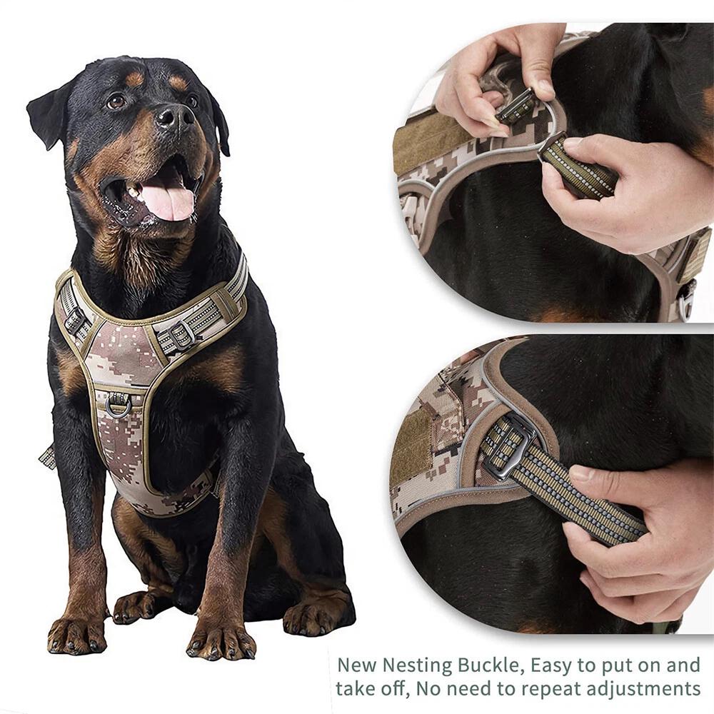 S-XL Tactical Dog Harness No Pull Adjustable Pet Military Working Training Vest - Image 4