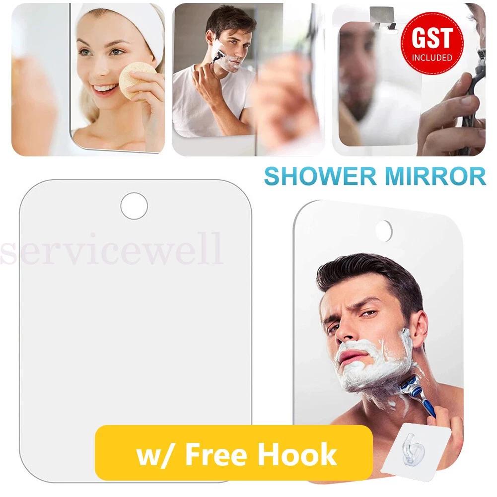 Shave Mirror Bathroom Shower Fogless Shaving PC Lens Anti-Fog Mirror + Free Hook