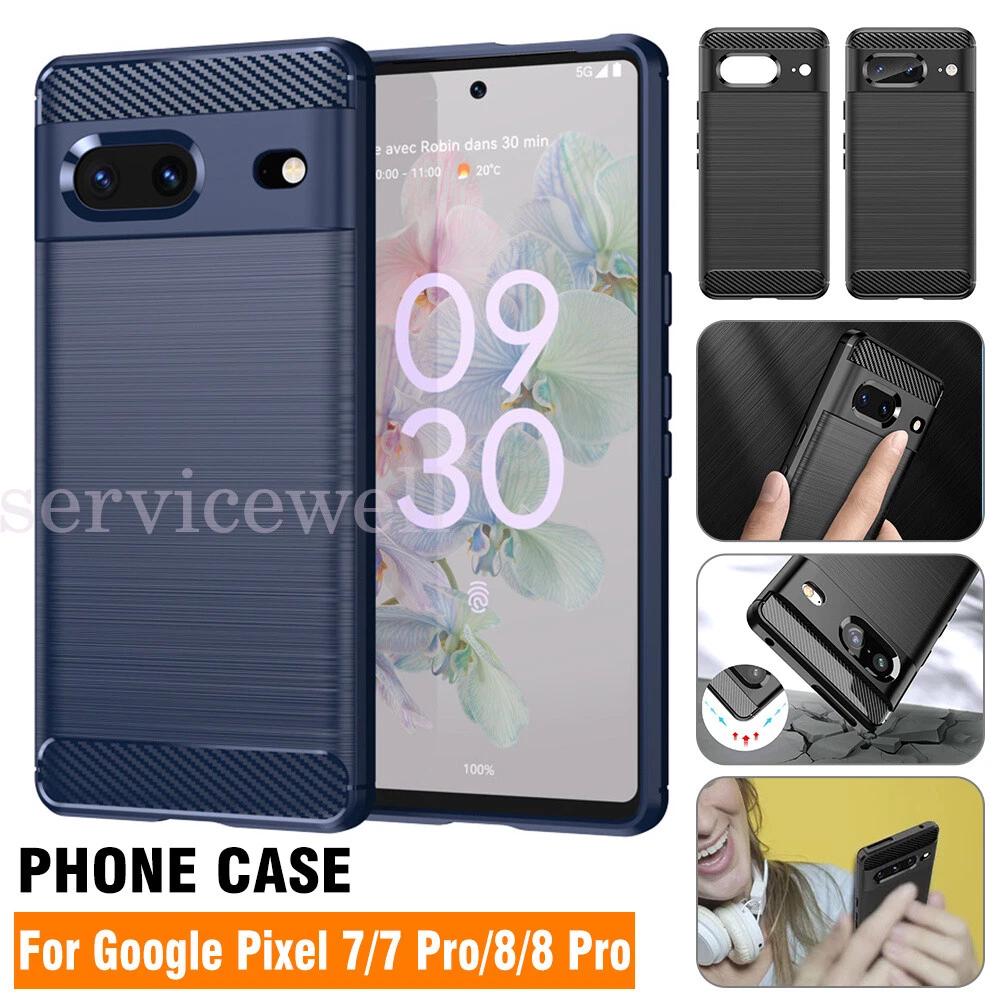 Shockproof Carbon Fiber Soft TPU Case Cover For Google Pixel 7 8 Pro + Film