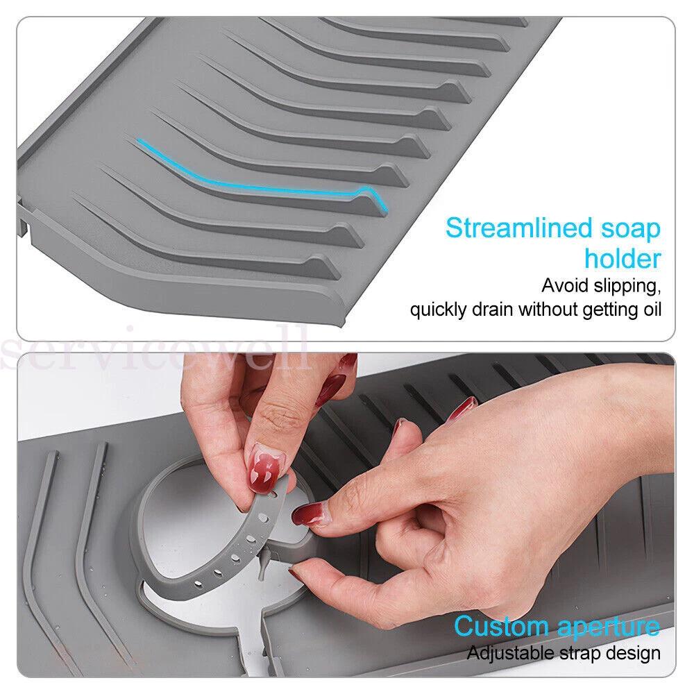 Silicone Faucet Mat For Kitchen Sink Splash Guard Bathroom Sink Draining Pad - Image 6