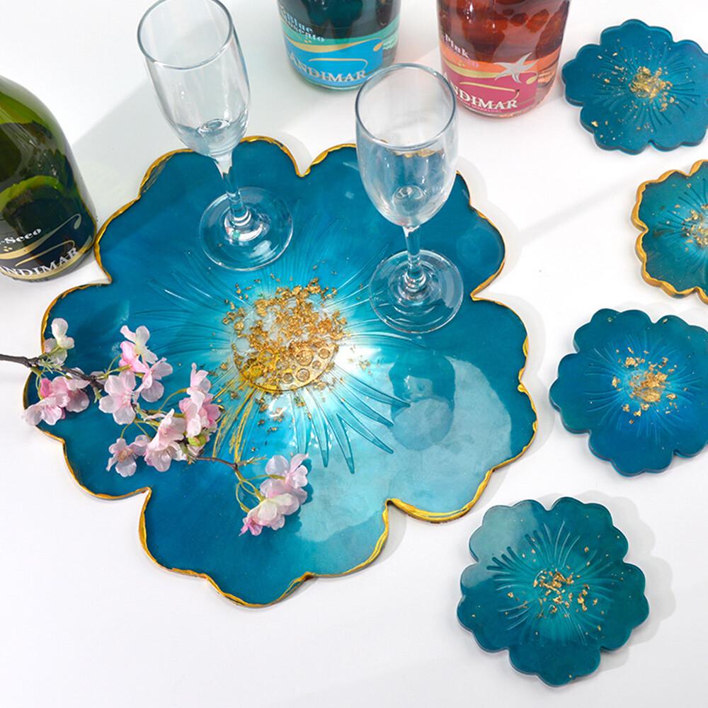 Silicone Flower Coaster Pad Resin Casting Mold Cup Mat Making Mould Craft DIY