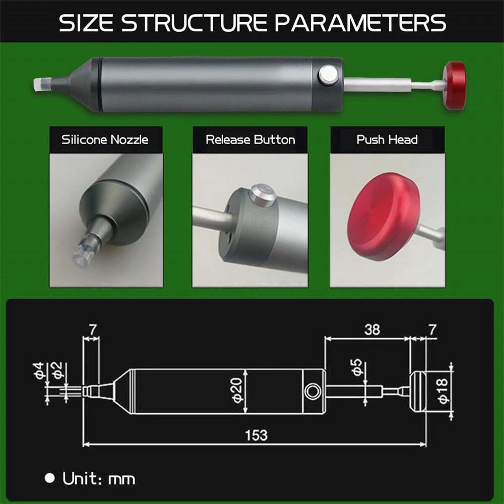 Silicone Tip Solder Sucker Pump Remover Engineer Desoldering Pump Tool Portable - Image 7