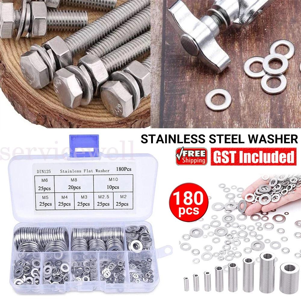 Silver 304 Stainless Steel Flat Washers Insulation M2 M3 M4 M5 M6 M8 M10