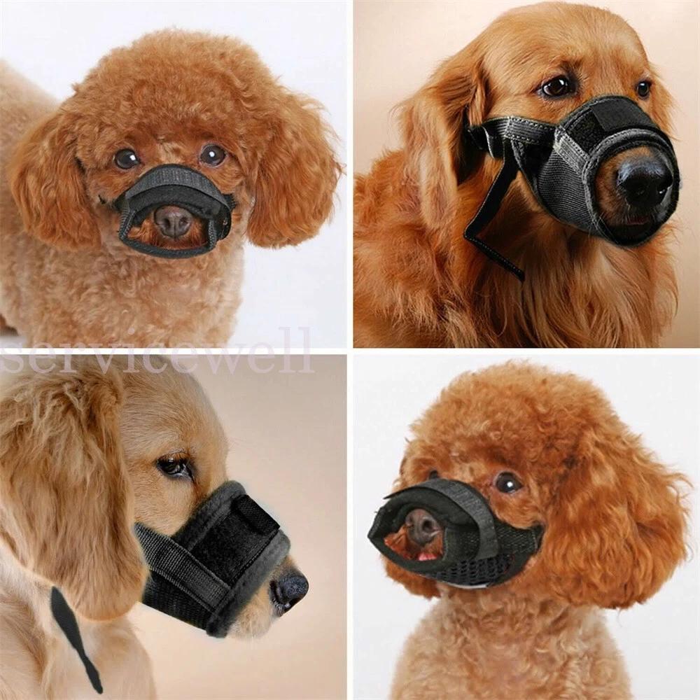 Soft Pet Dog Adjustable Stop Bark Bite Mesh Soft Mouth Muzzle Grooming Chewing - Image 3