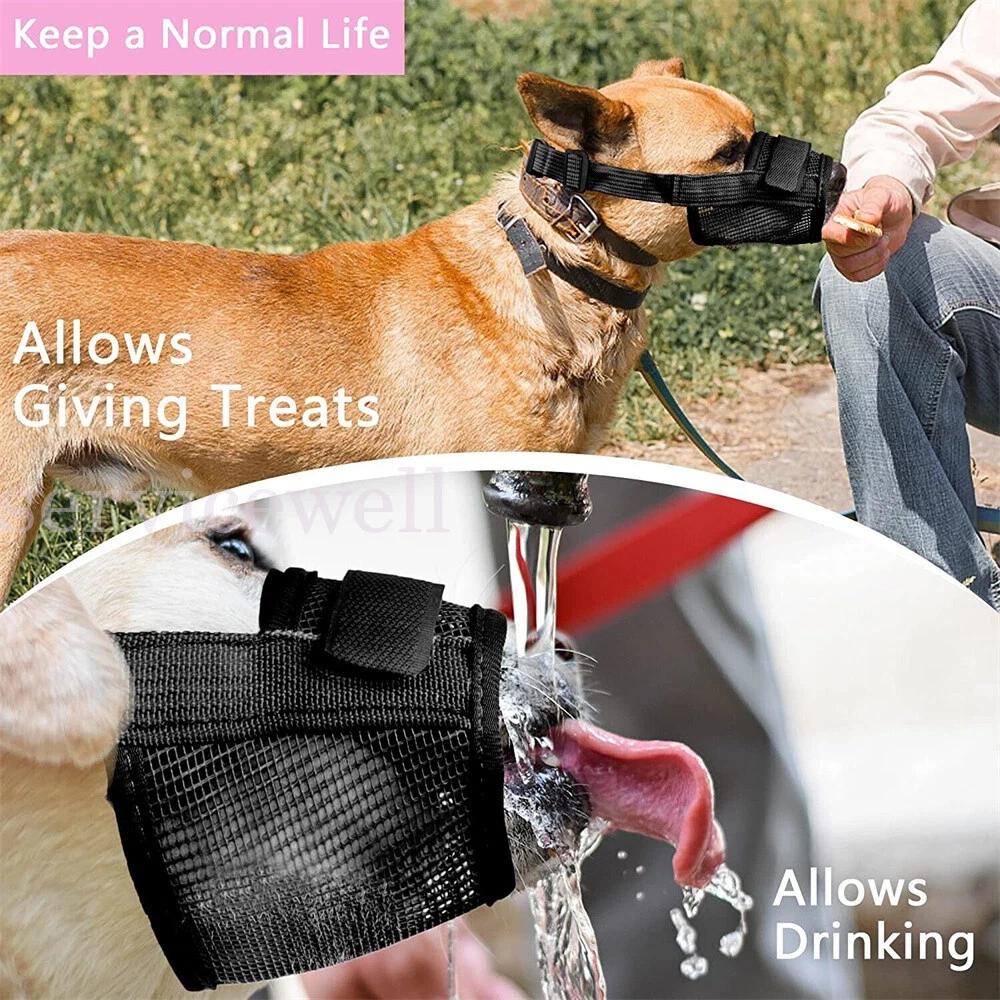 Soft Pet Dog Adjustable Stop Bark Bite Mesh Soft Mouth Muzzle Grooming Chewing - Image 2