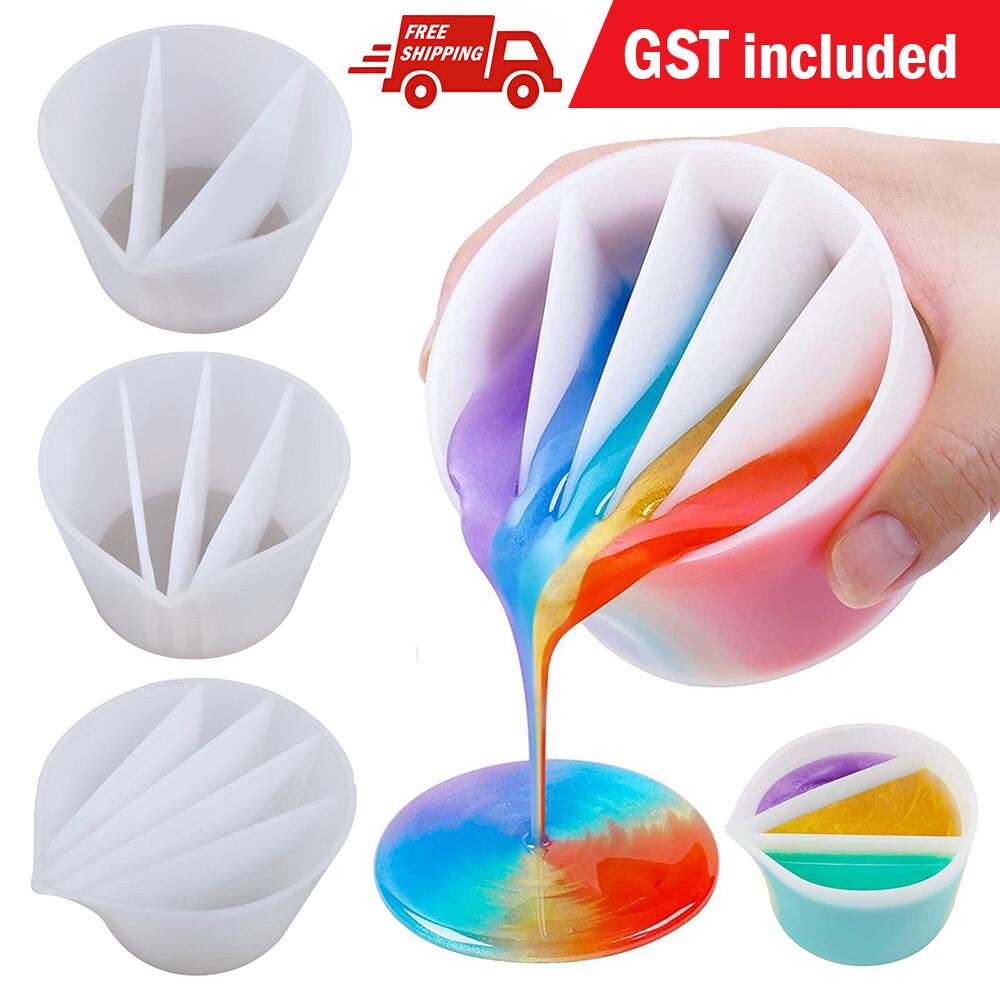 Split Cup for Paint Pouring with 3/4/5 Channel Dividers Resin Mixing Cups Paint