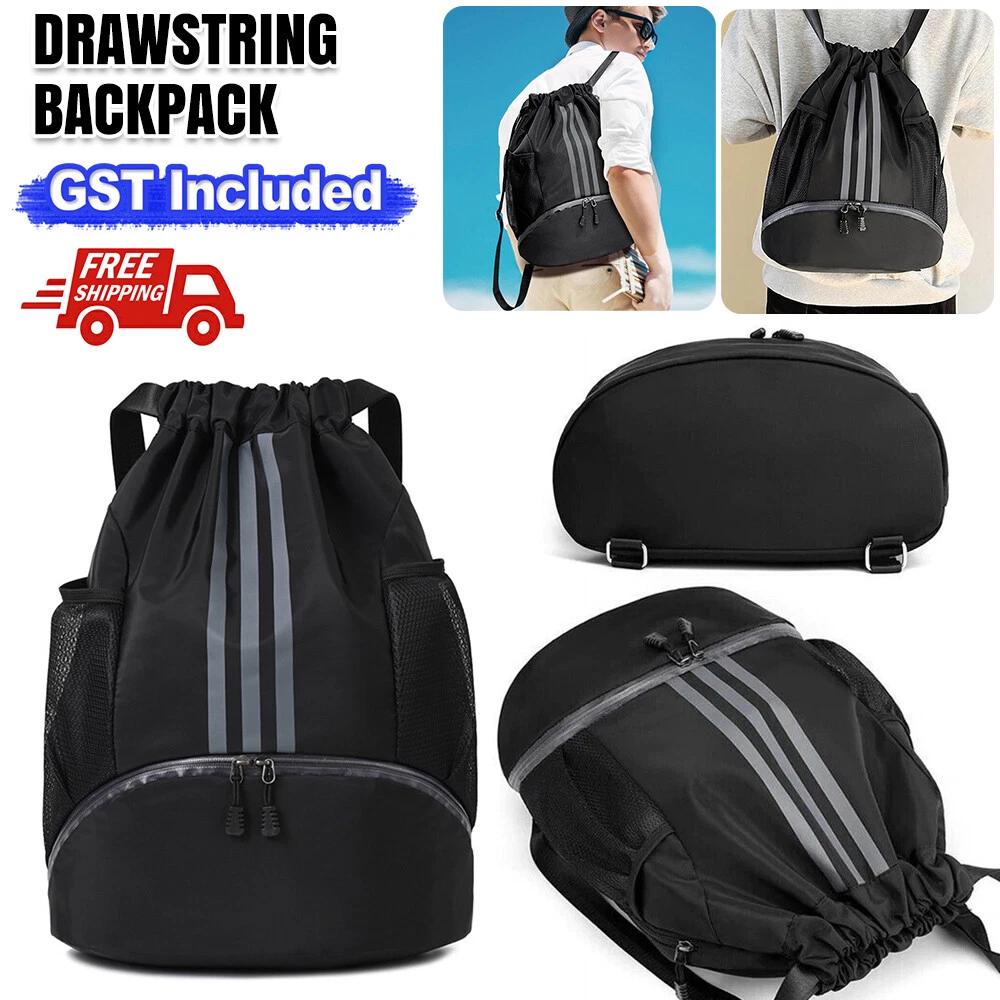 Sports Travel School Bag String Rucksack Drawstring Backpack Waterproof Gym Bag