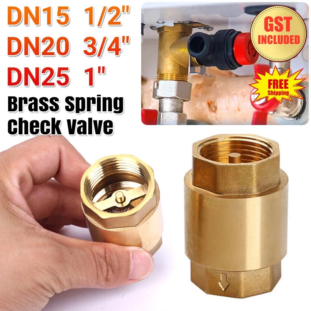 Spring Check Valve - 15/20/25mm - Brass -Non Return Valve One-Way Valve NEW