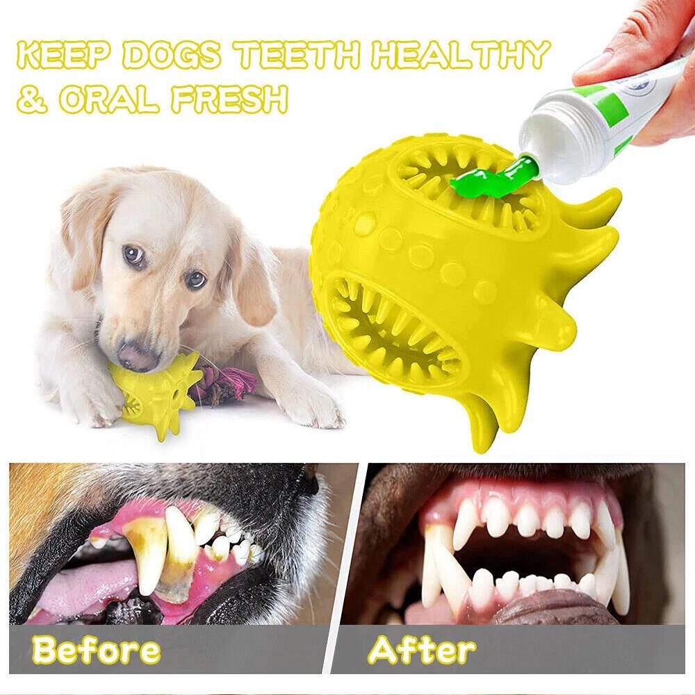 Squeaky Dog Tooth Cleaning Chew Ball Durable Rubber Tough Toys For Dogs AU New - Image 3