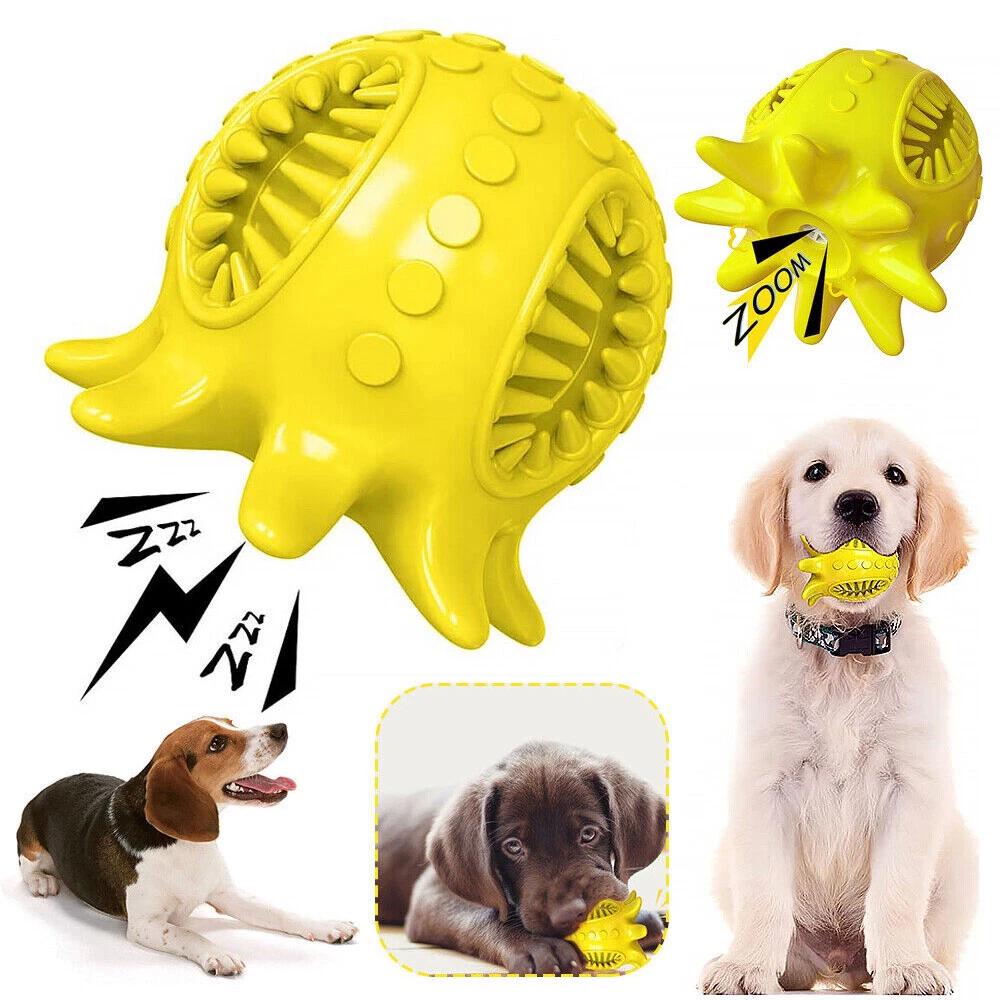 Squeaky Dog Tooth Cleaning Chew Ball Durable Rubber Tough Toys For Dogs AU New - Image 7