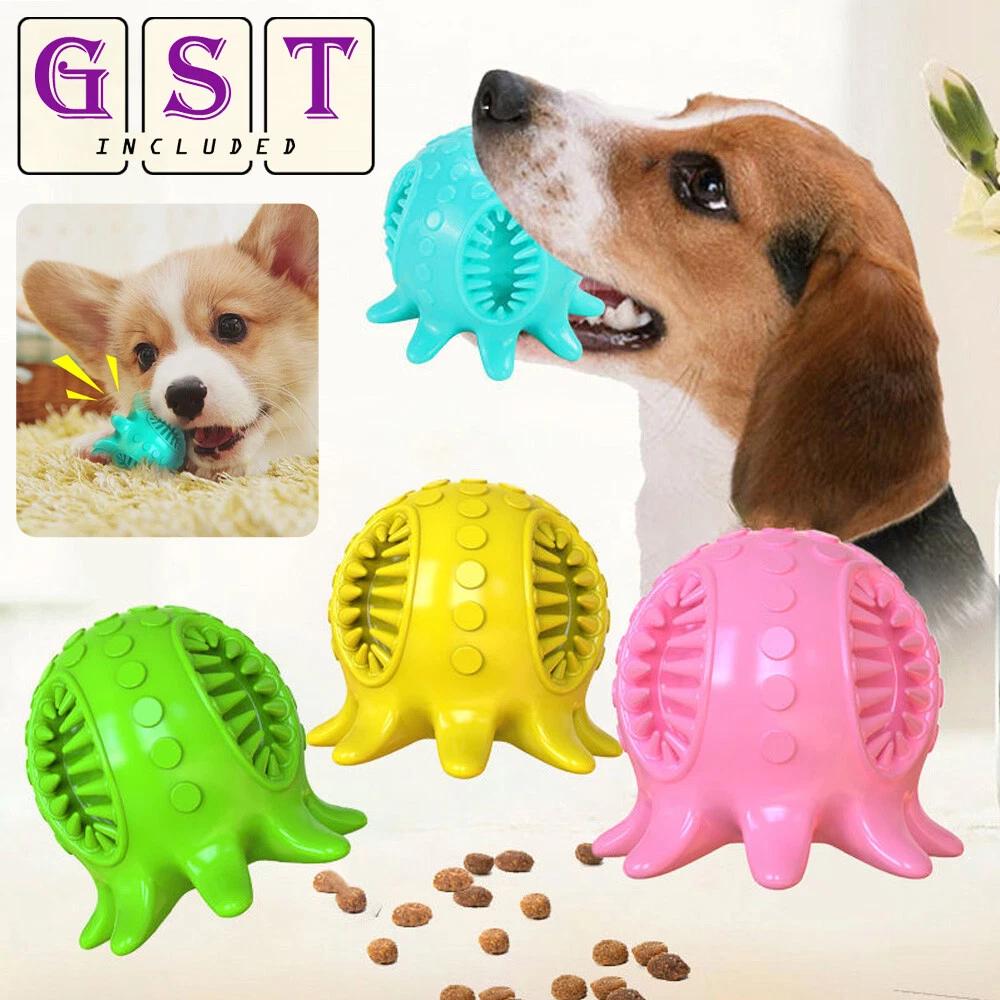 Squeaky Dog Tooth Cleaning Chew Ball Durable Rubber Tough Toys For Dogs AU New