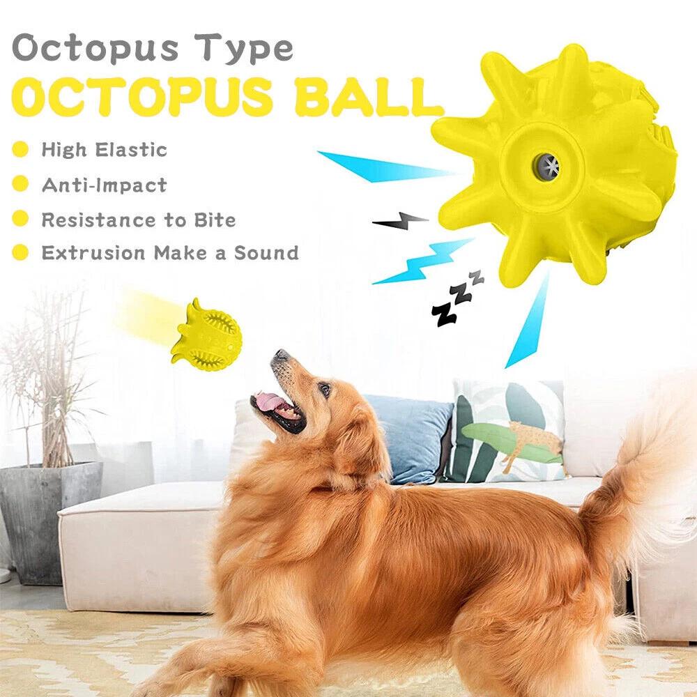 Squeaky Dog Tooth Cleaning Chew Ball Durable Rubber Tough Toys For Dogs AU New - Image 5