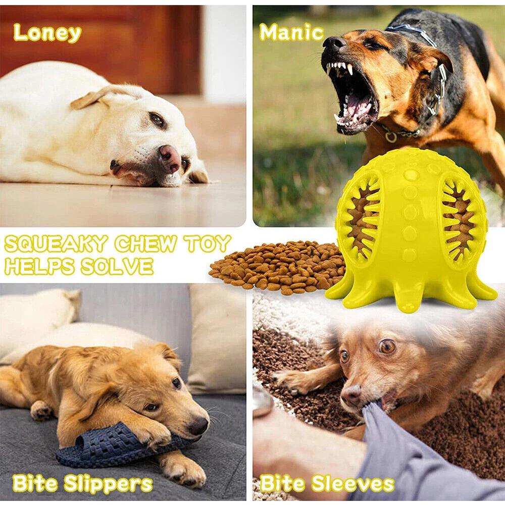 Squeaky Dog Tooth Cleaning Chew Ball Durable Rubber Tough Toys For Dogs AU New - Image 2
