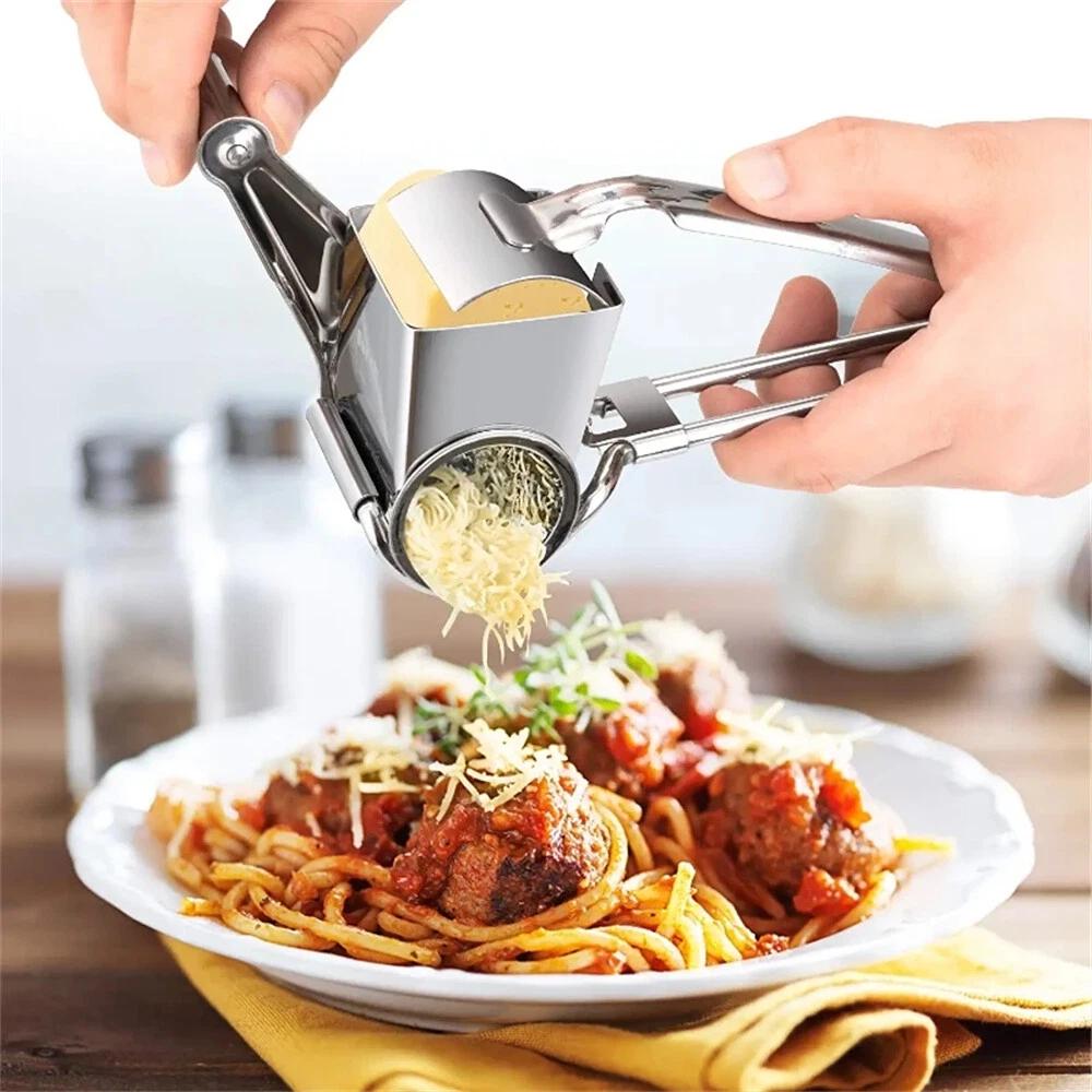 Stainless Steel 4 Set Multifunction Rotary Cheese Grater Hand Held Cut Slicer - Image 5