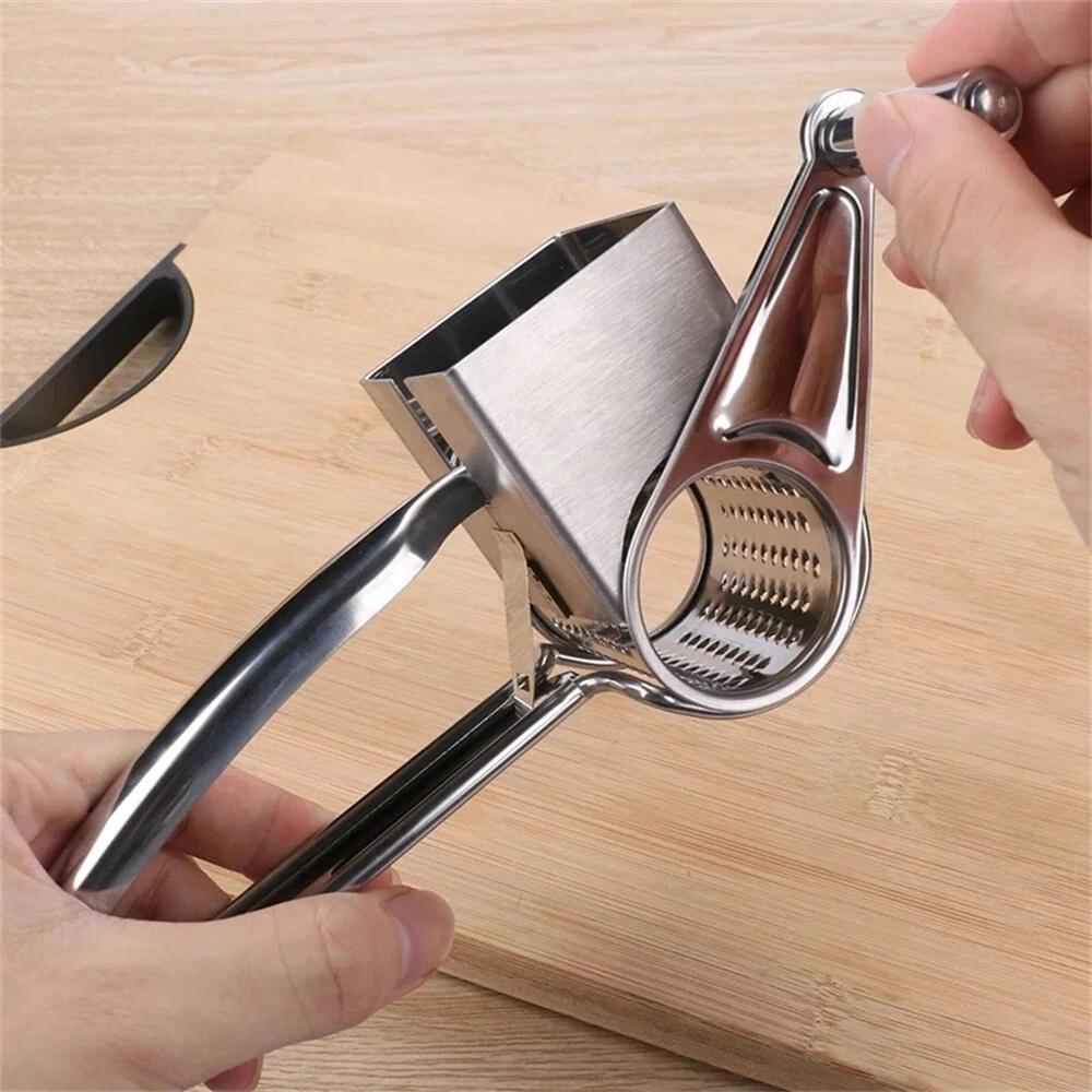 Stainless Steel 4 Set Multifunction Rotary Cheese Grater Hand Held Cut Slicer - Image 4