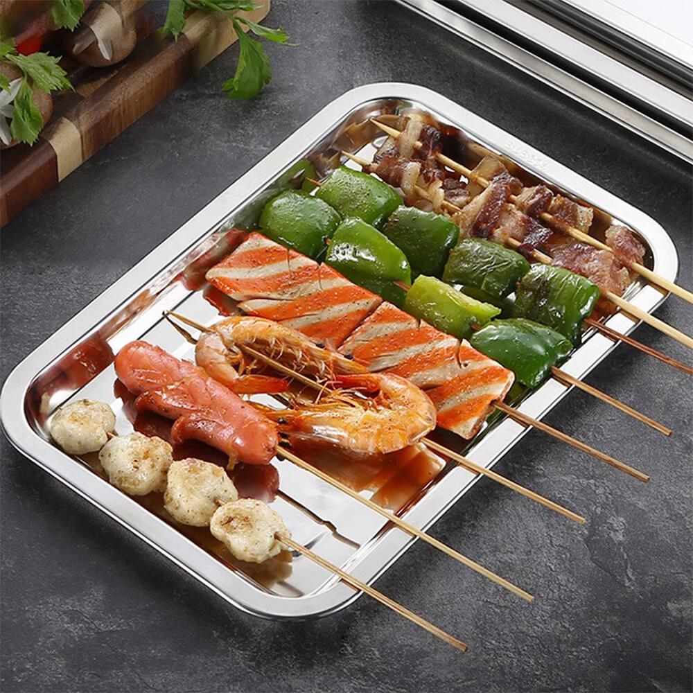 Stainless Steel Baking Pan Toaster Oven Tray Pans Easy Clean Baking BBQ Dish AU - Image 3
