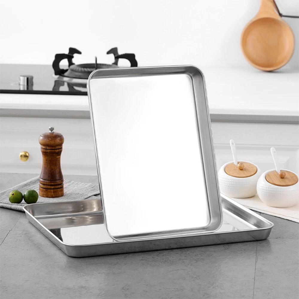 Stainless Steel Baking Pan Toaster Oven Tray Pans Easy Clean Baking BBQ Dish AU - Image 6
