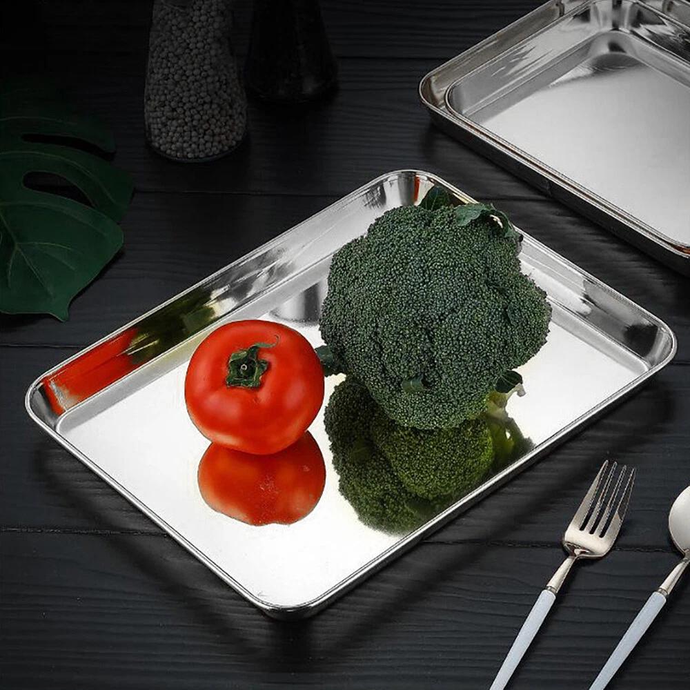 Stainless Steel Baking Pan Toaster Oven Tray Pans Easy Clean Baking BBQ Dish AU - Image 4