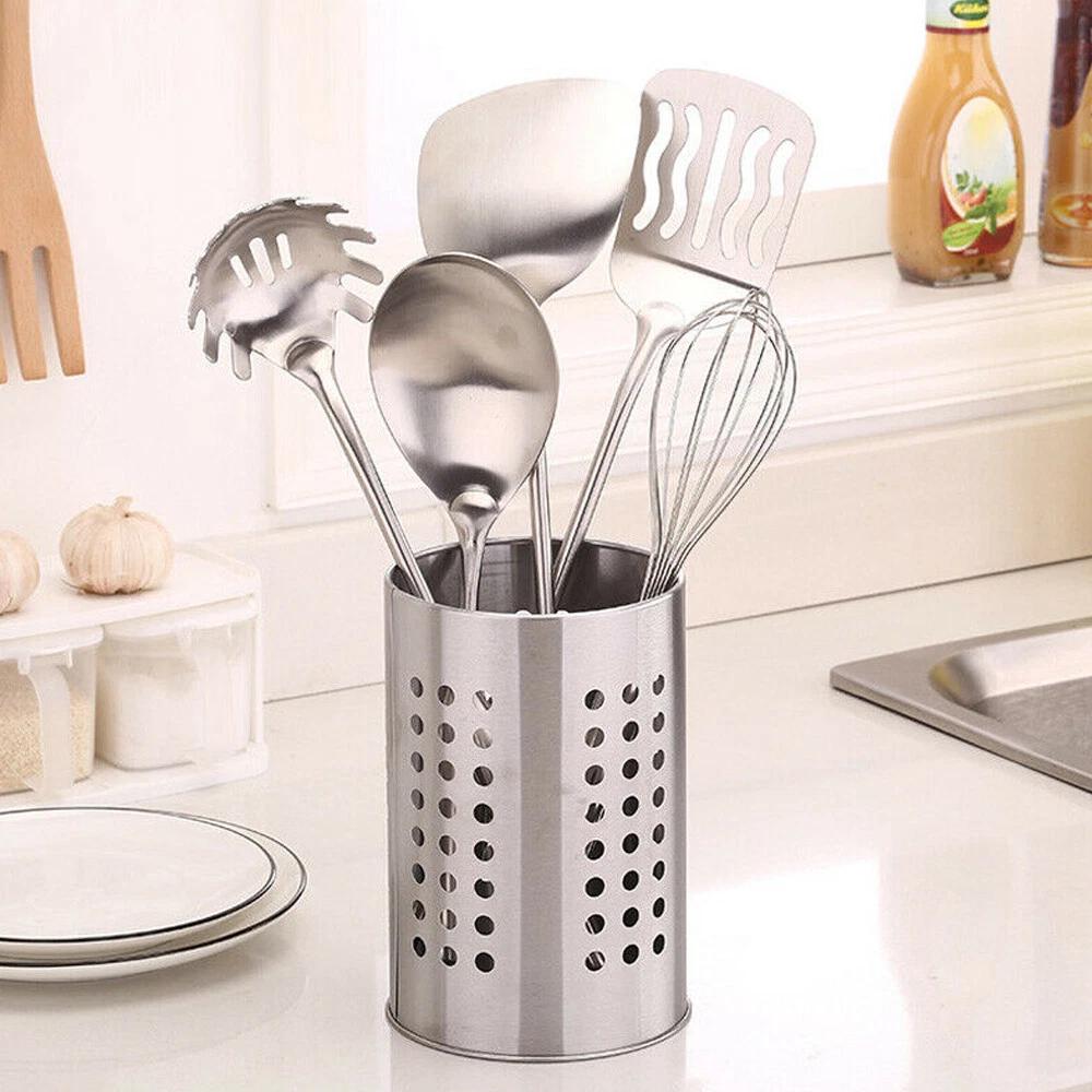 Stainless Steel Cutlery Stand Home Kitchen Rack Sink Tidy Drainer Utensil Holder - Image 4
