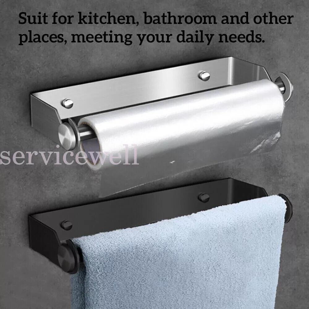 Stainless Steel Paper Towel Holder Hanger Rack Kitchen Shelf Bathroom Organizer - Image 2