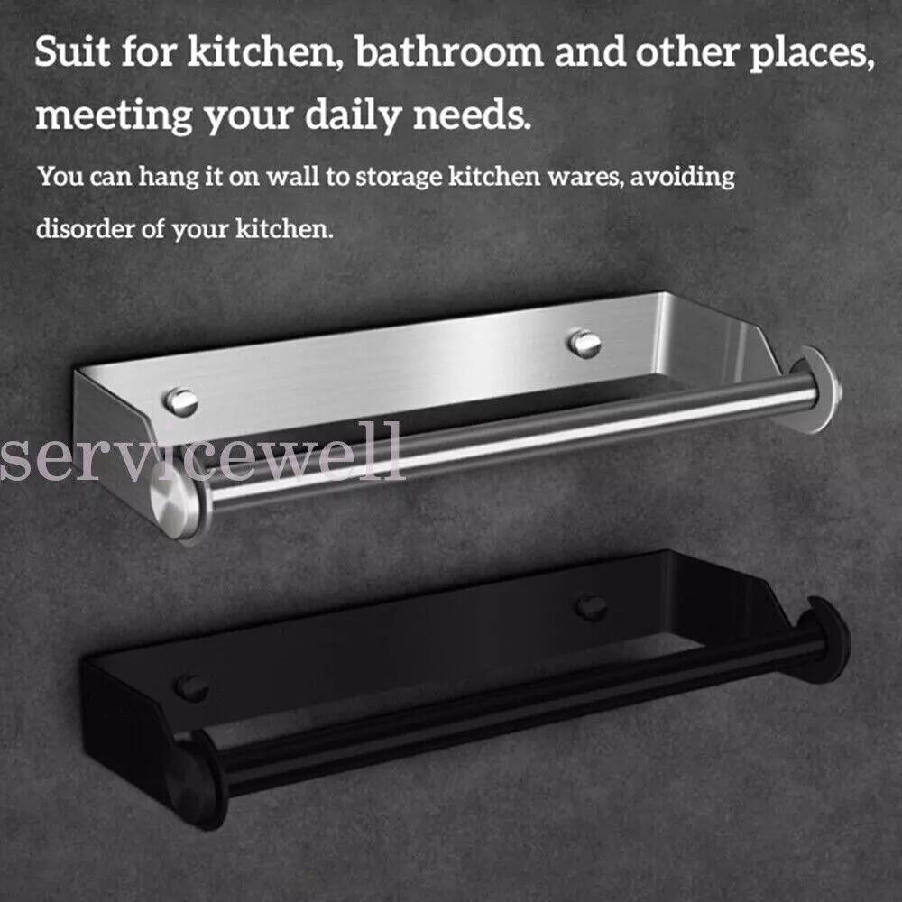 Stainless Steel Paper Towel Holder Hanger Rack Kitchen Shelf Bathroom Organizer - Image 6