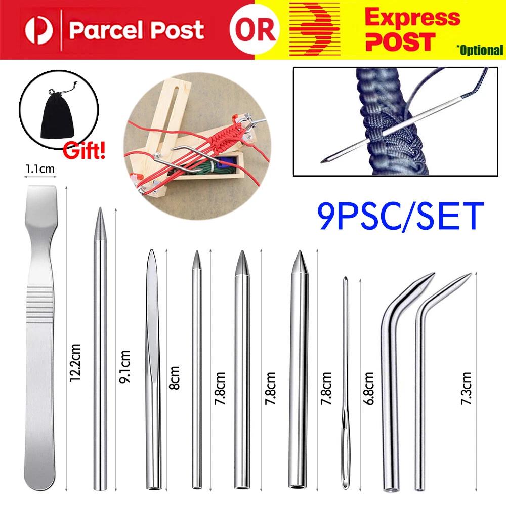 Stainless Steel Paracord Bracelet Fid Lacing Stitching Needles Tool Set W/ Bag