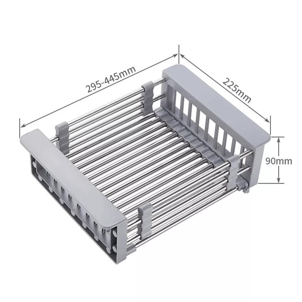 Stainless Steel Storage Sink Drain Basket Dish Drying Rack Kitchen Organizer - Image 3