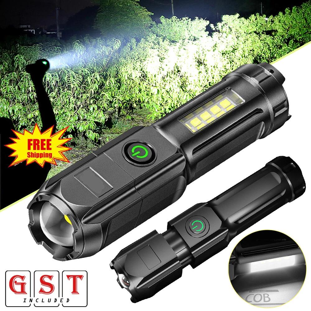 Super Bright Tactical Flashlight Torch Zoomable USB LED Work Light Rechargeable