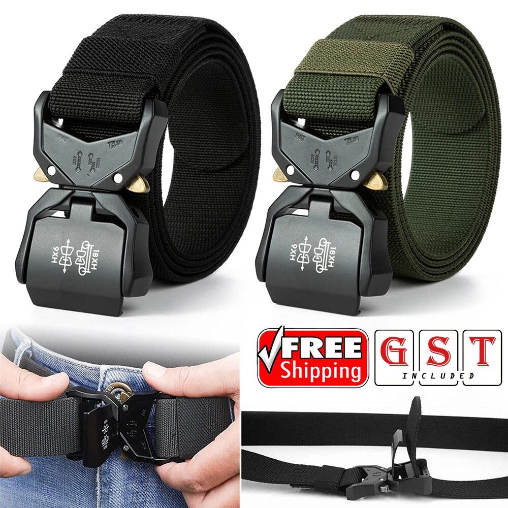Tactical Belt Military Webbing Belt with Heavy-Duty Quick-Release Buckle Mens AU