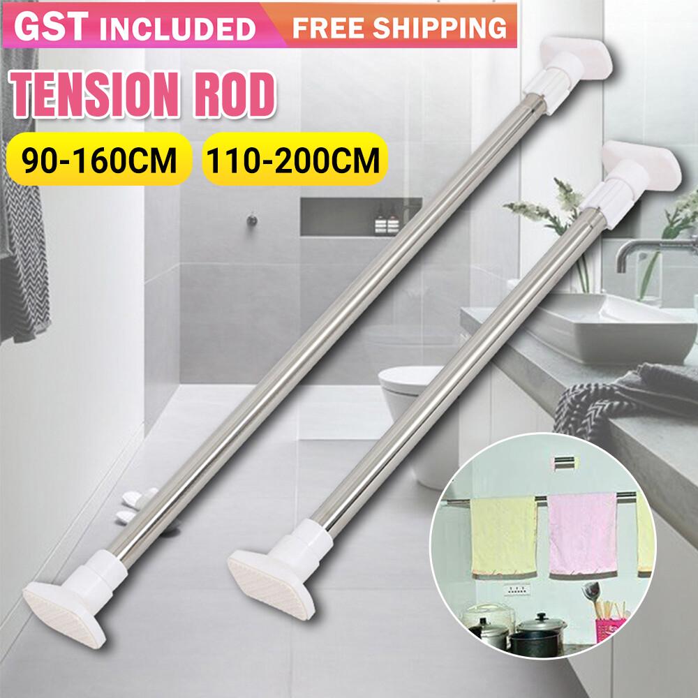 Telescopic Spring Shower Curtain Rail Pole Rod Tension Extendable Adjustable AU