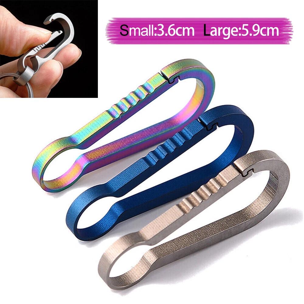 Titanium Alloy Spring Buckle Belt Bag Clip Loop Hook Keychain Carabiner Key Tool