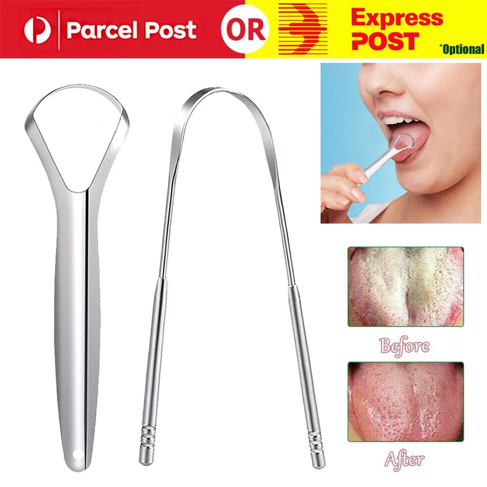Tongue Tounge Cleaner Scraper Dental Care Oral Hygiene Mouth Kit Stainless Steel