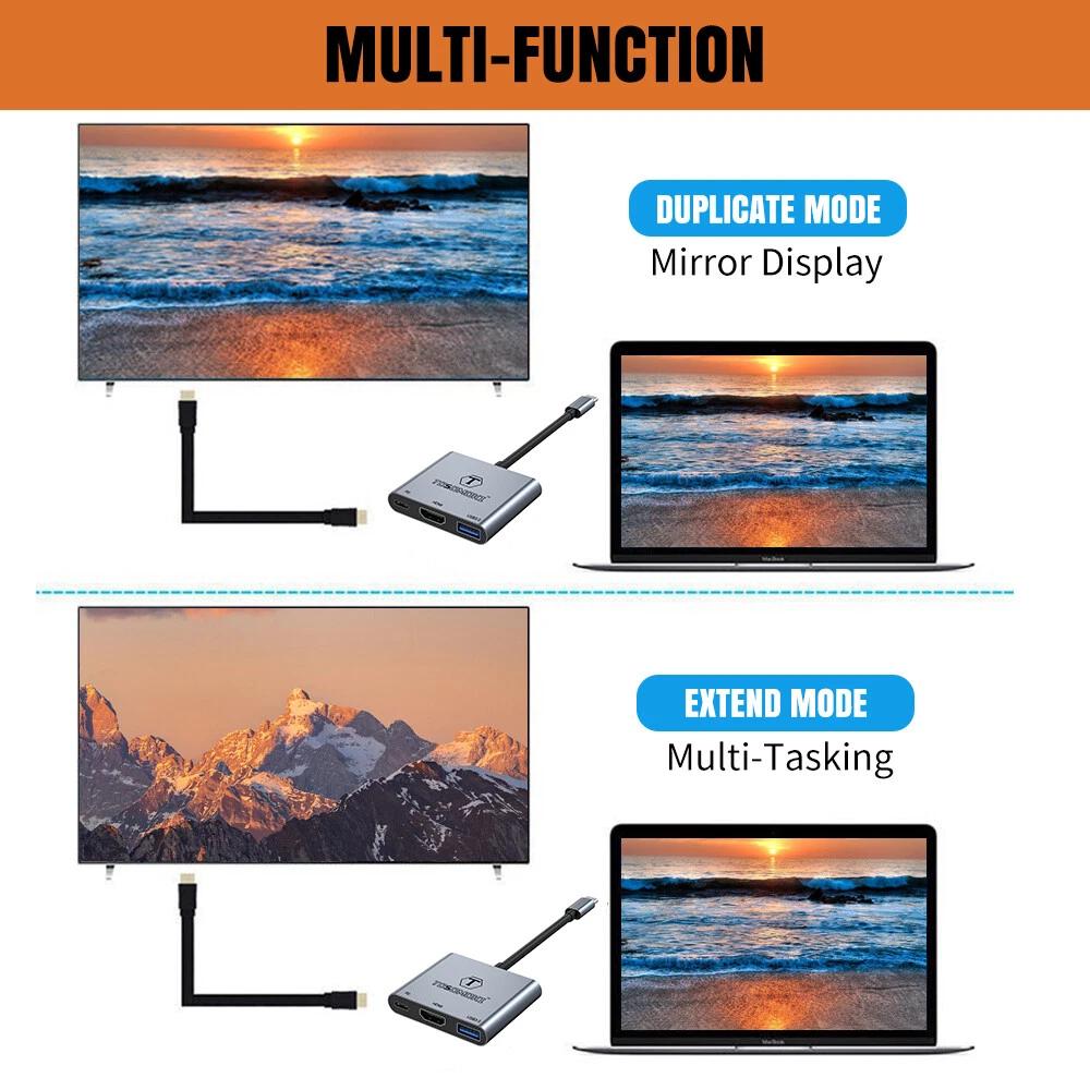 Tosomoki 3 in 1 Type C Converter 4K HDMI Adapter Cable For Macbook Samsung AU - Image 5