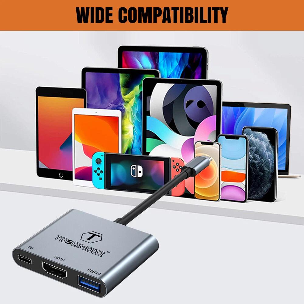 Tosomoki 3 in 1 Type C Converter 4K HDMI Adapter Cable For Macbook Samsung AU - Image 4