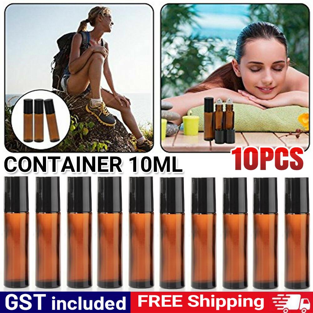 Roller Bottles Amber Thick Glass Steel Roll on Ball for Essential Oil 10ml