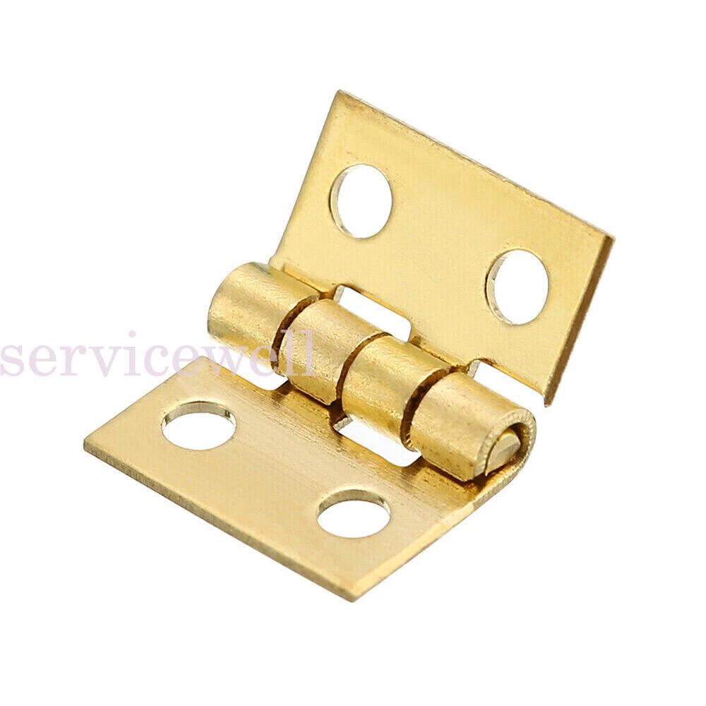 Tiny Gold Mini Small Metal Hinge DIY House Miniature Cabinet Furniture - Image 6