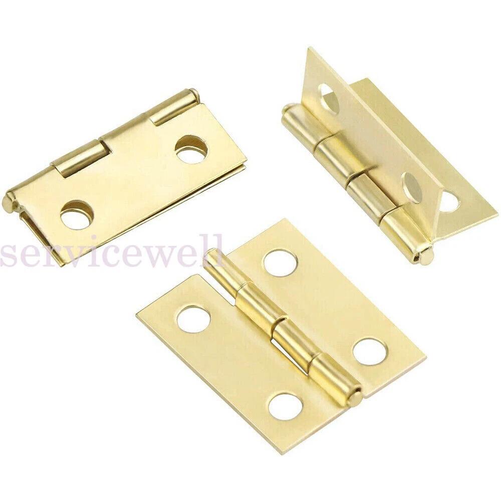 Tiny Gold Mini Small Metal Hinge DIY House Miniature Cabinet Furniture - Image 7