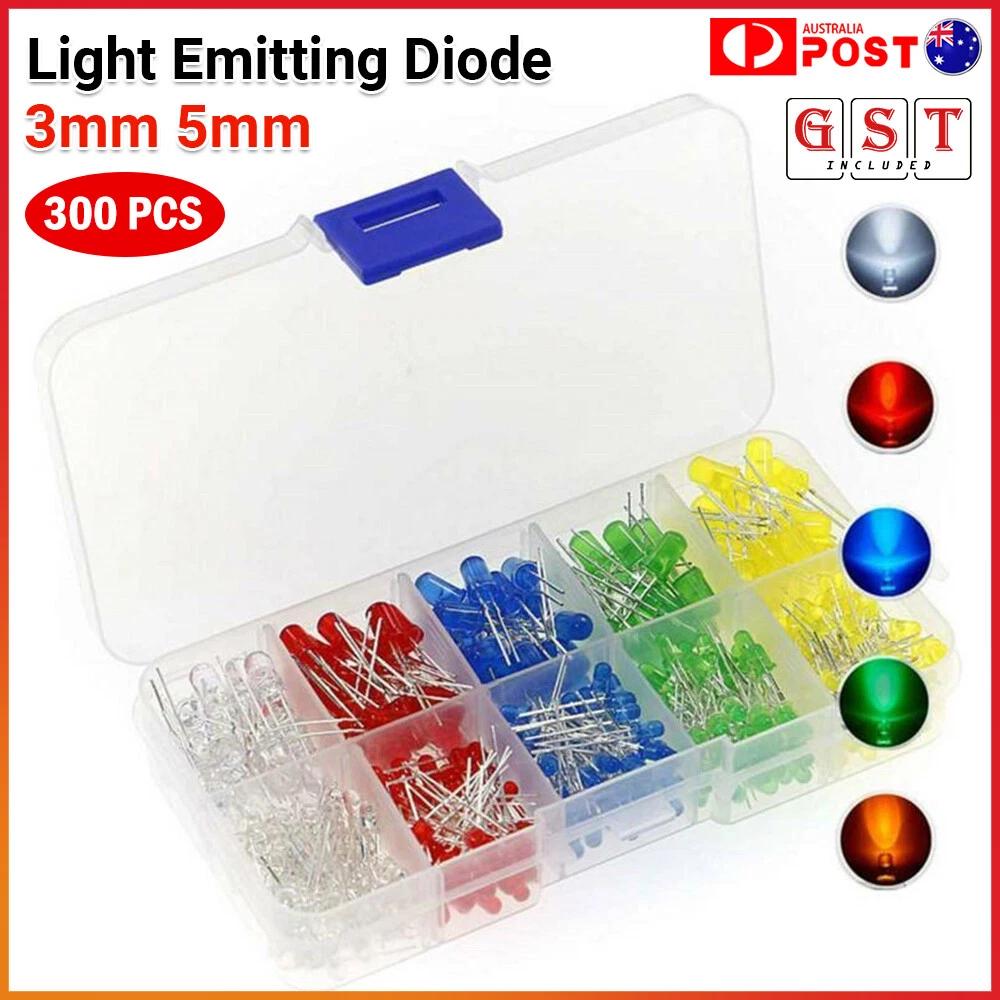 3V 3mm 5mm Light Emitting Diode LED Lamp Assorted Kit Red White Green