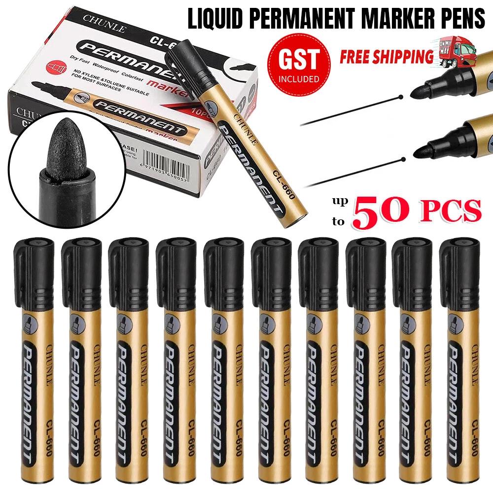 Permanent Markers Base Black Ink Heavy Duty Marking Pens Long Lasting AU