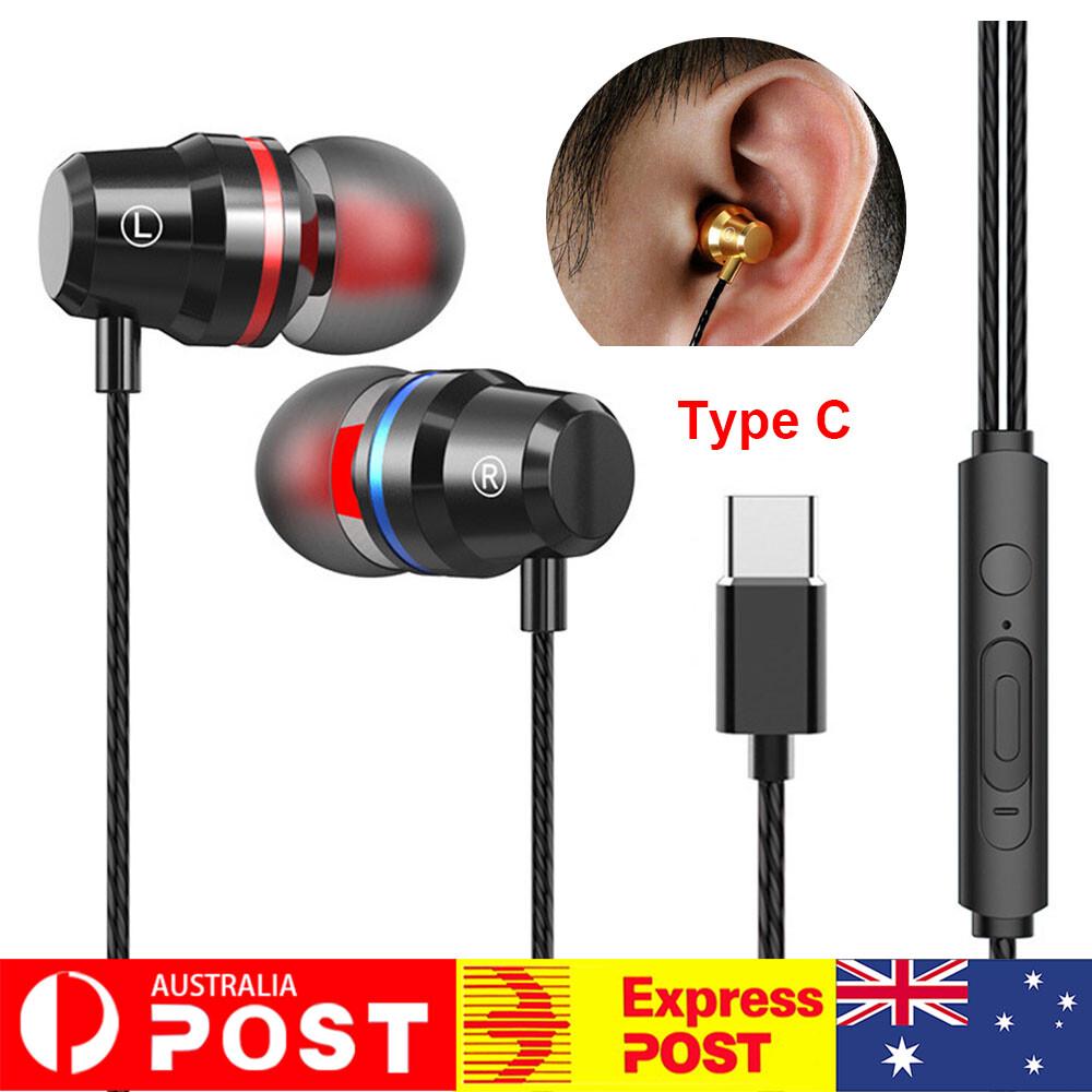 USB C Type-C Wired Headphone Stereo In-Ear Headset Wire-controlled Earphone Mic