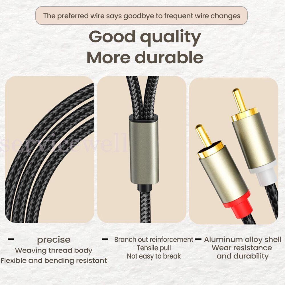 USB Type-C 2 RCA Audio Cable to 2RCA Jack Converter Adapter Gold Plated - Image 3