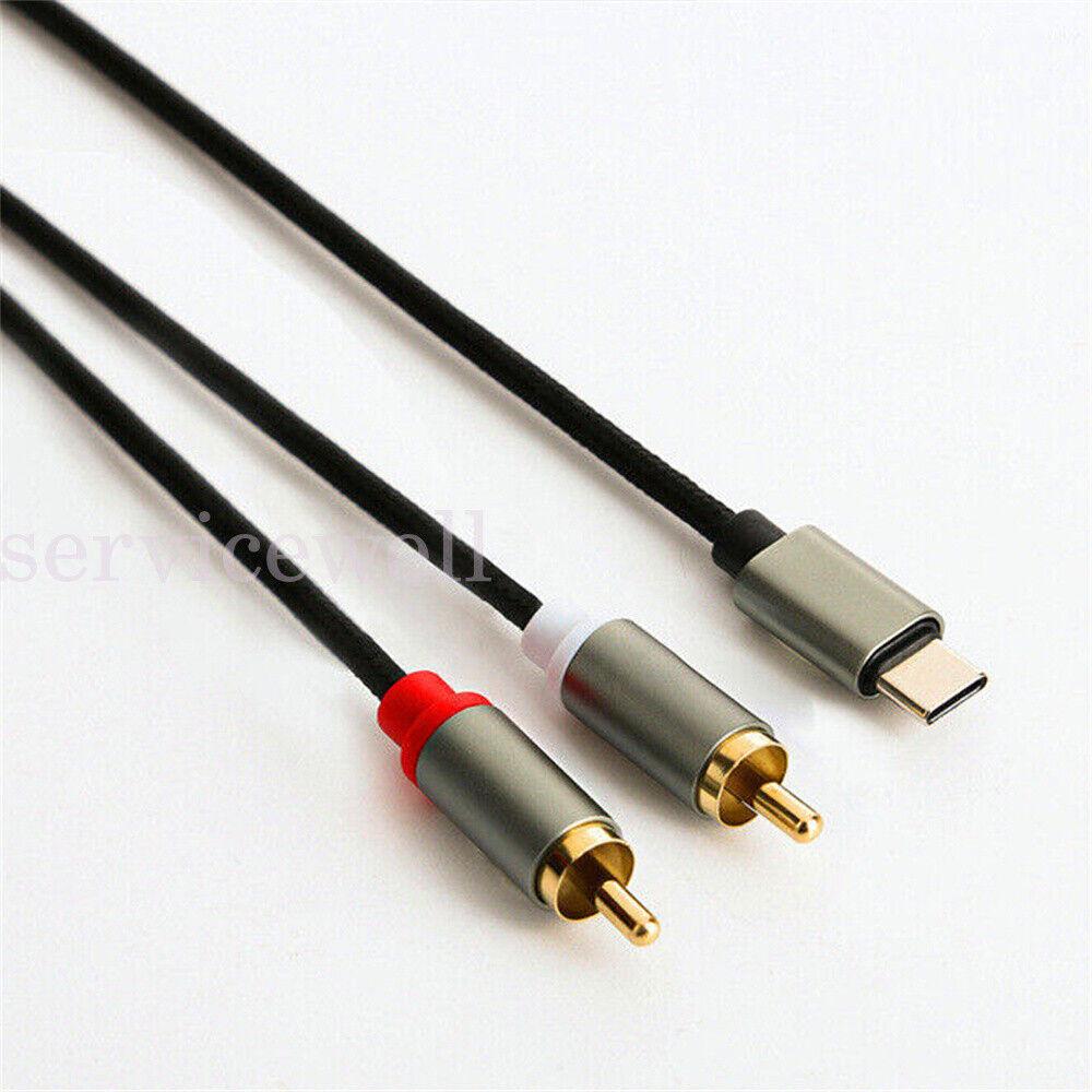 USB Type-C 2 RCA Audio Cable to 2RCA Jack Converter Adapter Gold Plated - Image 5