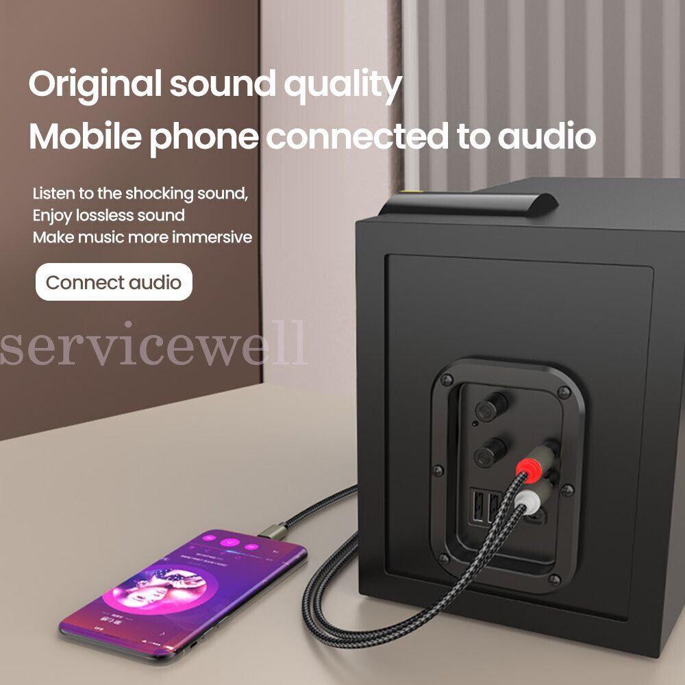 USB Type-C 2 RCA Audio Cable to 2RCA Jack Converter Adapter Gold Plated - Image 2