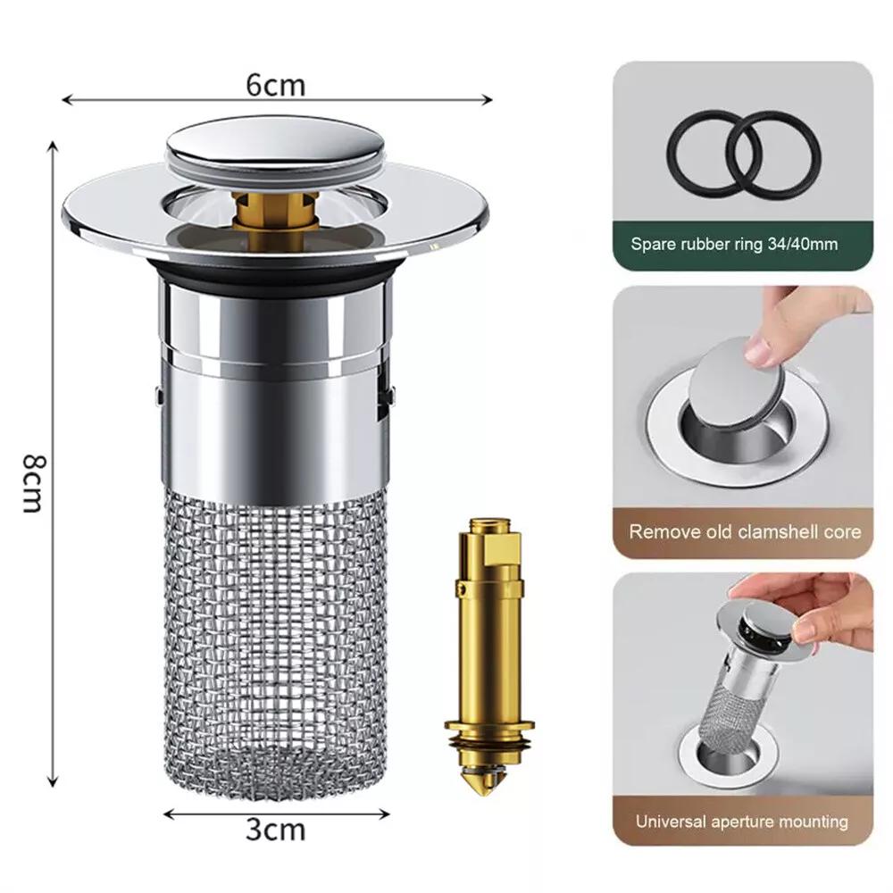 Universal Bathroom Sink Plug Stopper Wash Basin Core Bounce Drain Filter AU
