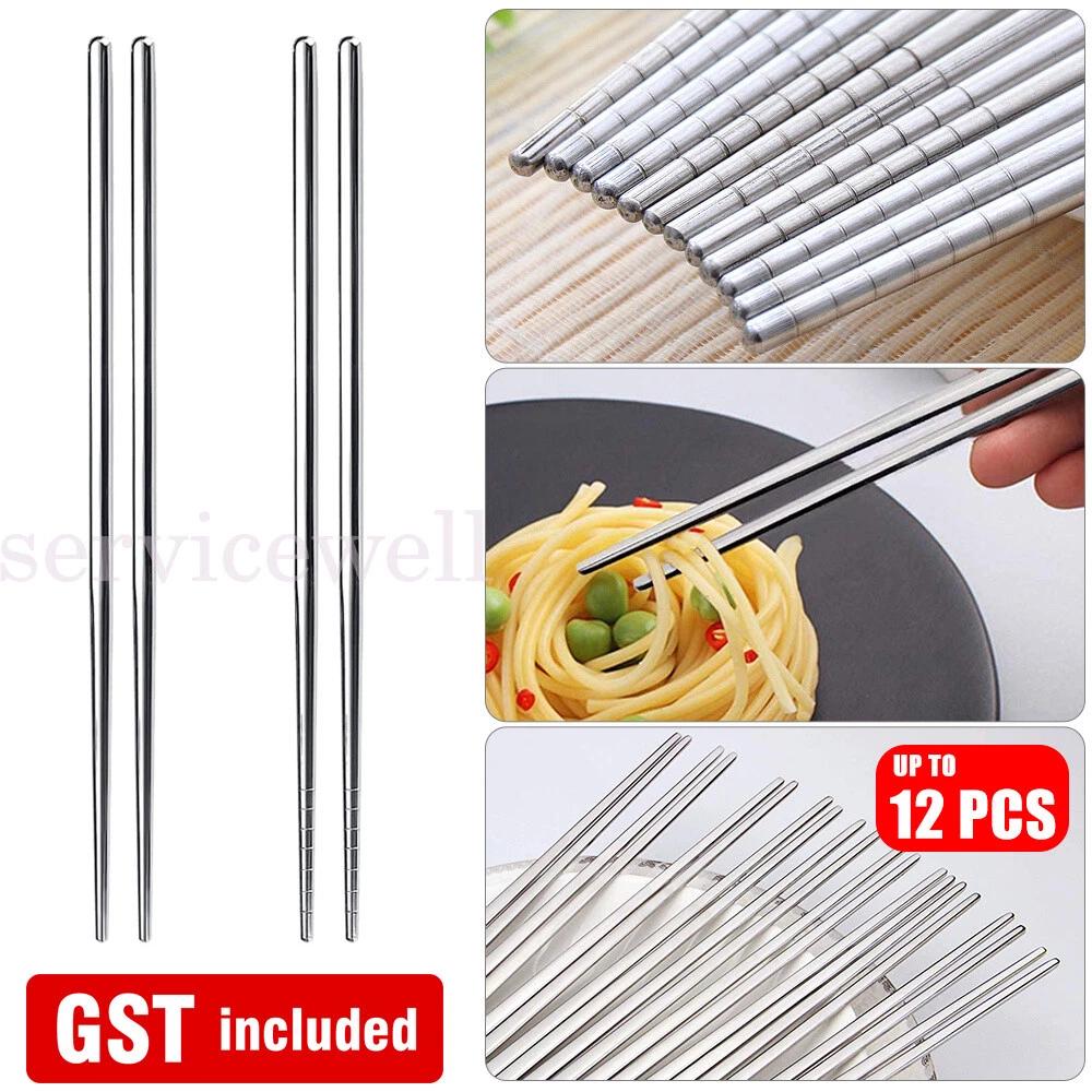Stainless Steel Chopsticks Asian Japanese Metal Table Cutlery 22CM