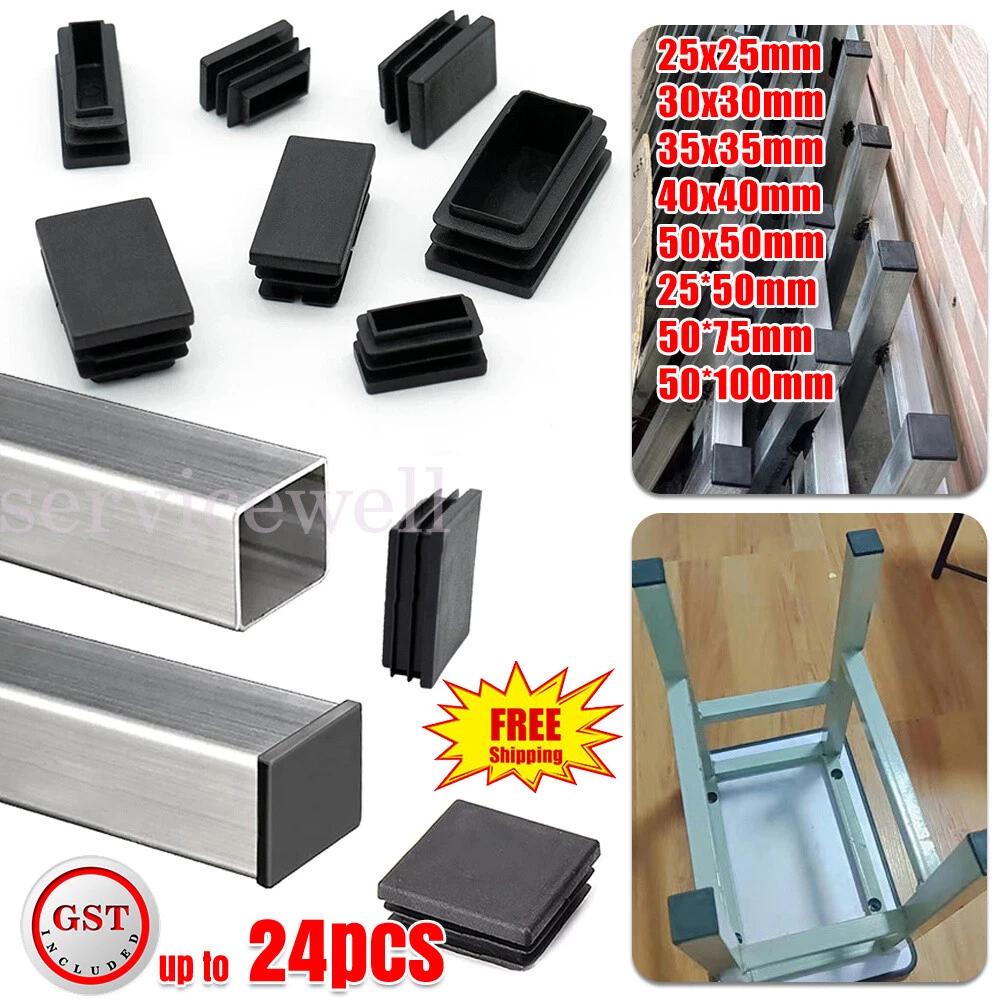 Black Blanking End Plastic Cap Square Tube Insert Pipe Box Chair Plug