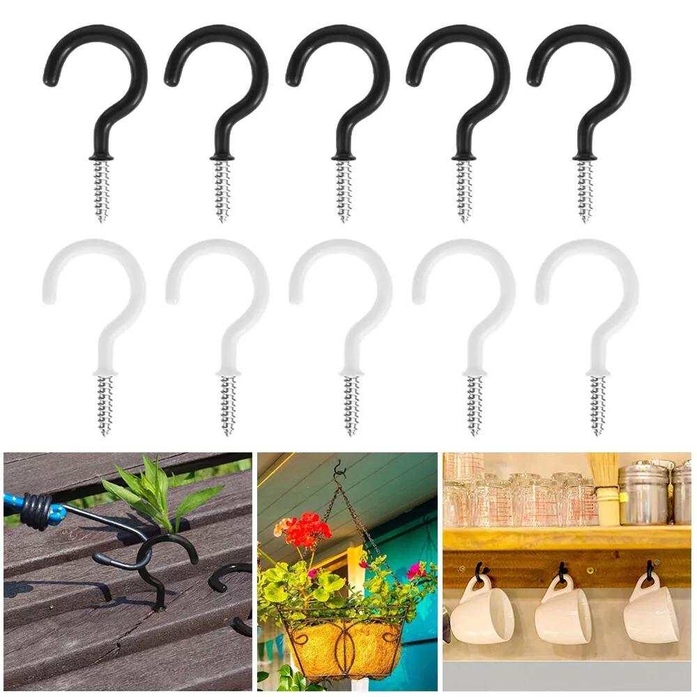 Coated Metal Screw In Cup Hooks Ring Plant Jewelry Hanger Holder AU - Image 2