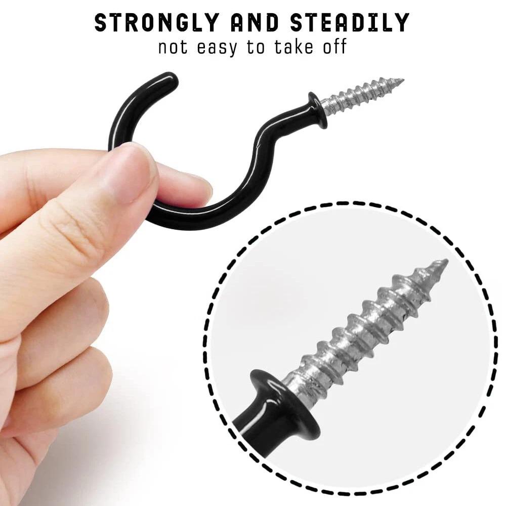 Coated Metal Screw In Cup Hooks Ring Plant Jewelry Hanger Holder AU - Image 3